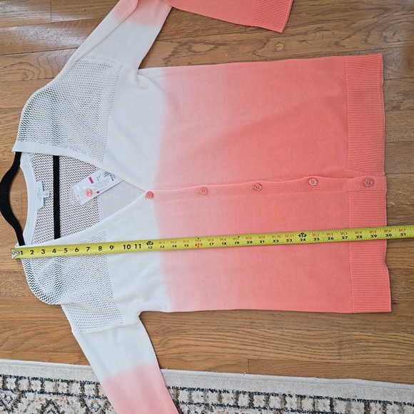 NEW DIRECTIONS WOMENS PEACH & WHITE FRONT BUTTON CARDIGAN SWEATER SIZE SMALL - Picture 13 of 16